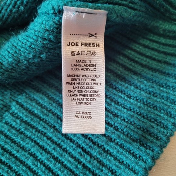 1X Joe Fresh Forest Green Cable Sweater with Button Collar - Picture 4 of 7